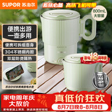 苏泊尔（SUPOR）便携烧水壶电水壶折叠不锈钢0.8L烧水杯旅行出差电热水壶SW-08T02B