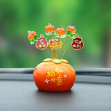 乐蕾迪 柿柿如意汽车摆件创意出入平安车内饰品吉祥物车载中控台配饰