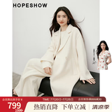 红袖高级感双面呢大衣2025冬季新款女装【静奢智感】100%绵羊毛呢外套 本白001 M