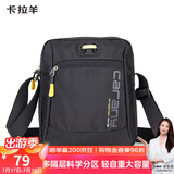 卡拉羊休闲运动包单肩包斜挎包男士帆布包超轻竖款潮流胸包旅行便携黑色