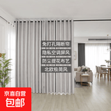免打孔隔断帘客厅卧室房间分割遮挡门帘隐私空调屏风挡风布帘窗帘 【钻石提花】羽毛-灰 宽3.1-3.6米帘高2.7米赠白弹簧杆