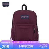 JANSPORT杰斯伯书包轻便双肩包男女旅行包简约背包电脑包学生校园 4QUTA0A深紫酒红-侧边袋