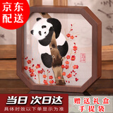 大熊猫锦绣织造府蜀绣双面熊猫刺绣摆件中国特色礼物送老外出国礼品成都伴手礼纪念 一路生花熊猫手工双面蜀绣（id发货）