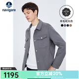 Navigare意大利小帆船纯羊毛夹克衫男秋冬保暖外套翻领时尚男装短装呢大衣 蜂蜜绿 XL /52