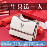 啄木鸟（TUCANO）包包女款2026年牛皮时尚单肩斜挎包女链条包生日礼物送女友老婆 米白银鹿礼盒【实用礼物推荐】