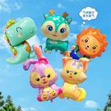 美博森动物造型飘空铝膜气球儿童宝宝婴儿绑腿充氦气可飞天卡通玩具 动物气球组合5个装 彩带、需自备氦气