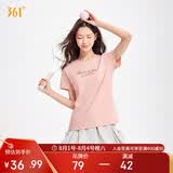 361°t恤衫女夏季新款潮流休闲宽松运动正肩上衣服短袖女装662629106-5