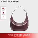 CHARLES&KEITH复古柔软新月包腋下包斜挎包生日礼物送女友CK2-40782526 Wineberry Red紫红色 中包