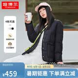 坦博尔羽绒服女短款翻领韩版宽松女士灯芯绒外套TD236266 黑色 170 
