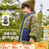 嘟嘟家宝宝棉服冬季男童加厚宽松外套儿童棉袄冬装女童洋气童装 军绿 90