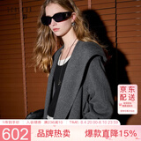 三彩【匠心大衣】100绵羊毛三彩2025冬季新款毛呢外套连帽风衣女M