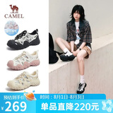 骆驼（CAMEL）丑萌登山鞋女时尚撞色户外休闲鞋 L24M076602 米/银/黑 35