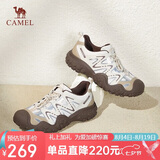 骆驼（CAMEL）经典丑萌鞋女时尚撞色户外休闲鞋 L24S469647A 米/银/咖 37