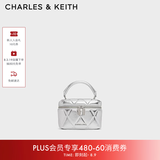 CHARLES&KEITH菱格链条手提斜挎小方包盒子包包女包七夕礼物送女友CK2-80782534 CK2-80782534-ASilver银色 小包