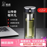 希诺抗菌双层玻璃杯2026新款茶水分离泡茶杯子男办公车载水杯XN-628L