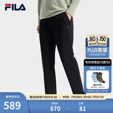 斐乐（FILA）官方春秋新款男子加绒保暖长裤针织直筒运动裤子百搭通勤休闲长裤 【WHITE系列新款】黑色-BK XL 180/88A