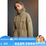 ELLE KIDS童装 中长绗棉派克棉服女童冬季新款巴恩风毛领保暖外套