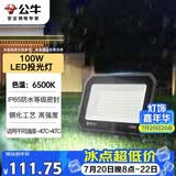 公牛（BULL）LED投光灯户外庭院工厂园林灯露营灯 IP65防水等级100W-6500K白光