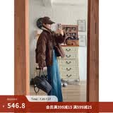 茵曼2025冬季女装新款羊羔毛领牛角扣厚羽绒服保暖短款面包服外套 深咖色 S 158-162cm/100-110斤