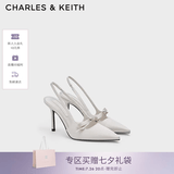 CHARLES&KEITH缎面蝴蝶结尖头高跟凉鞋女生日礼物送女友CK1-60361556 Light Grey浅灰色 36