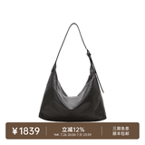 裘真（qiuzhen）【明星推荐】 经典hobo包植鞣牛皮腋下通勤休闲饺子女包 黑色-大号（羊皮） 小包/大包