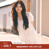 茵曼（INMAN）【苎麻】法式花边蕾丝女装方领衬衫2025夏季新款短袖上衣 珍珠白 S