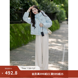 茵曼2025冬季女装新款快热纱泡芙无胆羽绒服立体绒包短款保暖外套 海蓝色 S 154-160cm /91-100斤