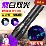CRHMMFLF充电白光紫光395UV双光源手电筒捉蝎子灯紫外线固化验钞玉石检测 白紫 【双光源】+ 数据线