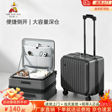 稻草人（MEXICAN）行李箱18寸20寸侧开盖小型轻便可登机箱新款短途旅拉杆箱密码箱 灰色【拉链款单手开箱-大容量深仓】 18寸（可登机+飞机免托运）