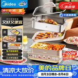 美的（Midea）电火锅钛陶0氟多功能锅不锈钢蒸锅鸳鸯火锅专用锅超薄速沸多功能一体电锅煎烤料理锅DLS332266S