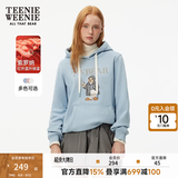 Teenie Weenie小熊秋冬装学院风蓝色T恤索罗娜加绒连帽卫衣套头衫 浅蓝色 S (160)