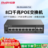 锐捷8口千兆Poe交换机RG-ES110GD-P V2 POE功率110W 非网管接入 铁壳 企业办公监控工程交换器