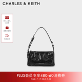 CHARLES&KEITH褶皱手提斜挎小方包腋下包女士生日礼物CK2-80160183 CK2-80160183Noir黑色 S
