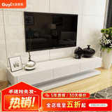 古宜 北欧电视柜客厅简约现代黑白色茶几吊柜组合烤漆钢化玻璃斗柜 2米白电视柜