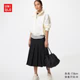 优衣库宽褶中裙女装/半身裙裙子488364 490693 488364/09黑色 M