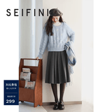 诗凡黎（‘S EIFINI）诗凡黎学院风jk裙新款少女解构黑色高腰显瘦a字半身百褶裙女 深灰 S