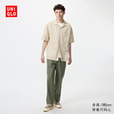 优衣库麻混纺舒适九分裤男装/休闲裤宽松版型26春夏新款482258 56 橄榄色 S