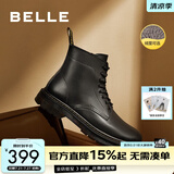 百丽（Belle）潮搭马丁靴男冬季商场同款真皮英伦风休闲靴92267DD0 黑绒里(8孔) 41 (255mm)
