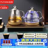 FUNORK全自动上水电热水壶 茶台烧水壶家用办公茶桌一体机茶几嵌入式茶具电茶炉套装 金色双加水蒸茶款