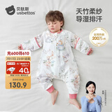贝肽斯婴儿睡袋夏季竹棉纱布宝宝睡衣分腿儿童防踢被睡袋前4后2乔兔 M