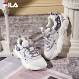 斐乐（FILA）猫爪5丨老爹鞋秋季女鞋男鞋运动鞋复古休闲通勤厚底增高鞋子 奶白/浪漫紫-GO 37.5