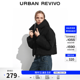 UR冬季新款女装休闲双拉链连帽宽松羽绒服UYY150058 黑色 L