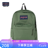 JANSPORT杰斯伯书包轻便双肩包男女旅行包简约背包电脑包学生校园 4QUTKM1军绿色-带侧边袋