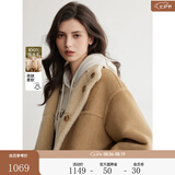 ELLE法式复古麂皮绒毛绒短外套女2025冬季新款仿皮草宽松通勤上衣 卡其 M