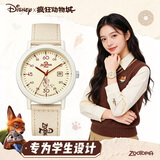 迪士尼（Disney）学生手表疯狂动物城联名带日历帆布带防水初高中生考试手表开学礼