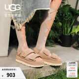 UGG夏季女士时尚舒适炫金厚底增高露趾魔术贴休闲金星凉鞋1141493 SAN| 沙色 39 39码及以下建议拍大一码