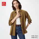优衣库全棉衬衫/长袖女装衬衣休闲通勤外套新款482828 491294 491294/35浅褐色 L