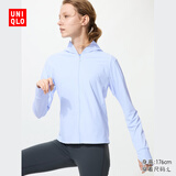 优衣库AIRism高弹力防紫外线拉链连帽开衫女装实测UPF100+483281 60 浅蓝色 3XL