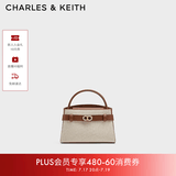 CHARLES&KEITH鳄鱼纹凯莉包手提斜挎婚包包女包生日礼物送女友CK2-50270880-1 CK2-50270880-2灰褐色/米色（新色） S