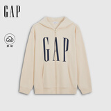 盖璞Gap男女装2026秋新品logo胶印抓绒连帽开衫宽松卫衣1SS623907 米色 M (170/92A)亚洲尺码